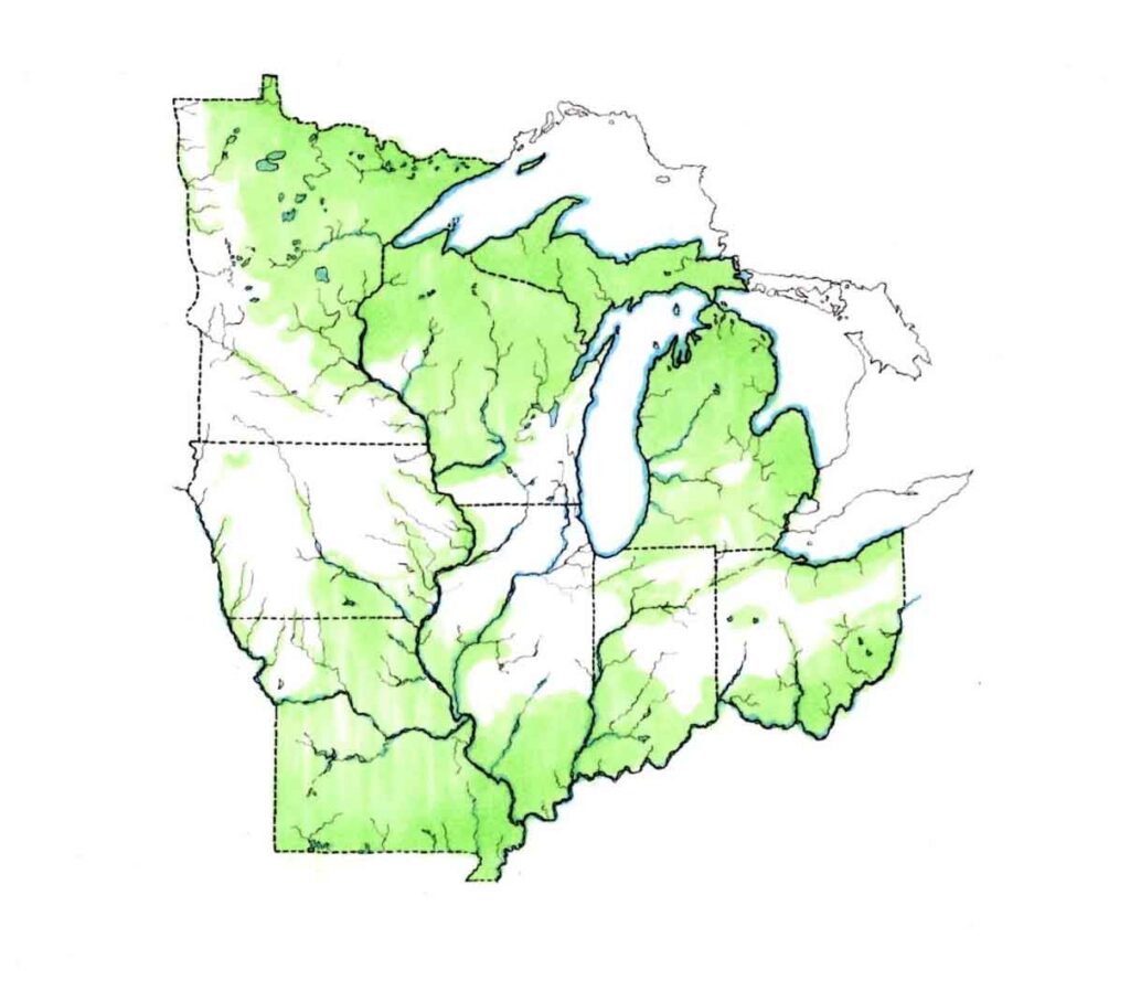 Map of the Midwest USA